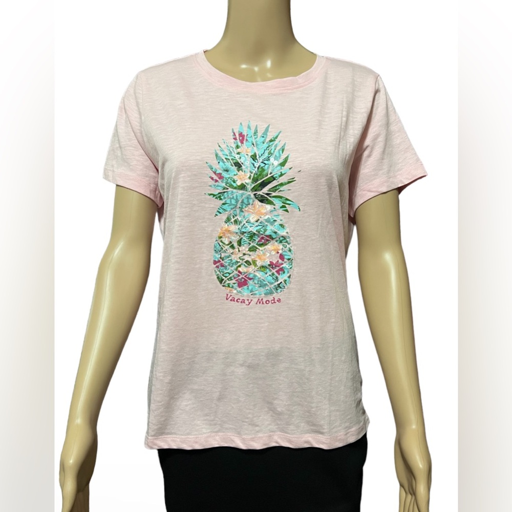 NWT Island Collection Stella Parker  Top T-shirt Pink Rose Size S